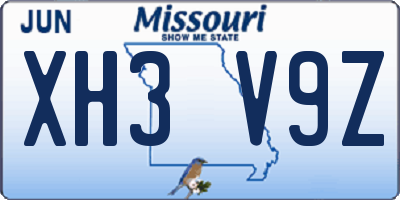 MO license plate XH3V9Z