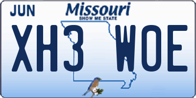 MO license plate XH3W0E