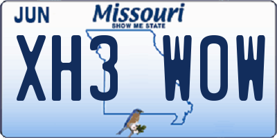 MO license plate XH3W0W
