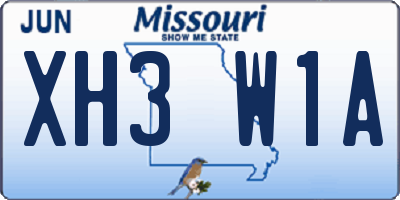 MO license plate XH3W1A
