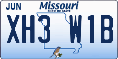 MO license plate XH3W1B