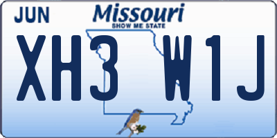MO license plate XH3W1J
