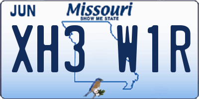 MO license plate XH3W1R