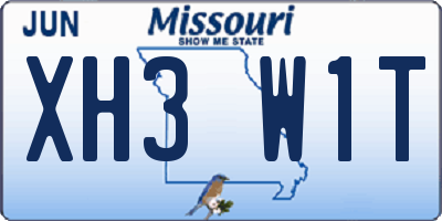 MO license plate XH3W1T