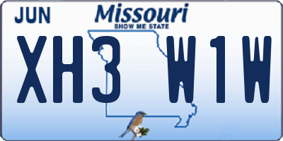 MO license plate XH3W1W