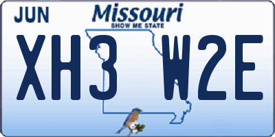 MO license plate XH3W2E
