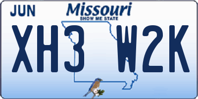 MO license plate XH3W2K