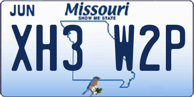 MO license plate XH3W2P