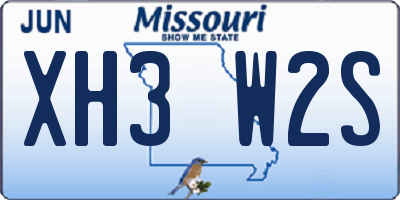 MO license plate XH3W2S