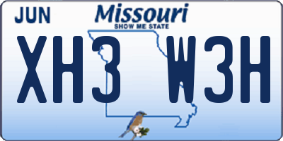 MO license plate XH3W3H