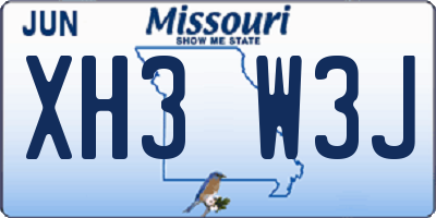 MO license plate XH3W3J