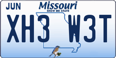 MO license plate XH3W3T