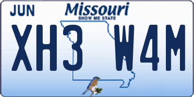 MO license plate XH3W4M
