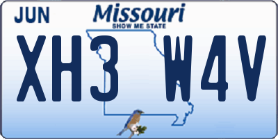 MO license plate XH3W4V