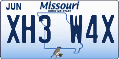 MO license plate XH3W4X