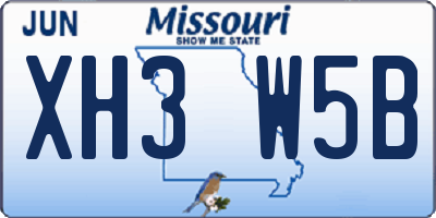 MO license plate XH3W5B
