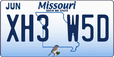 MO license plate XH3W5D
