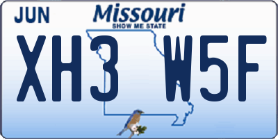 MO license plate XH3W5F