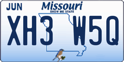 MO license plate XH3W5Q