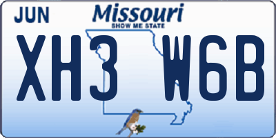 MO license plate XH3W6B