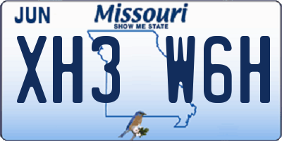 MO license plate XH3W6H