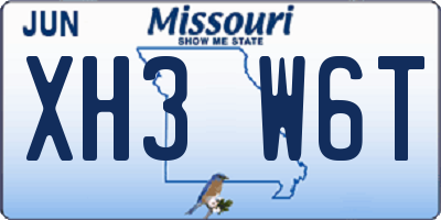 MO license plate XH3W6T