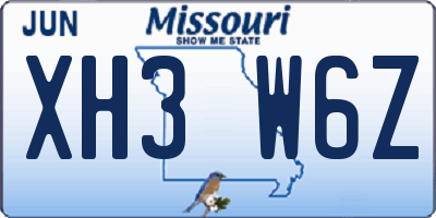 MO license plate XH3W6Z