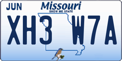 MO license plate XH3W7A