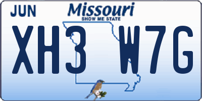 MO license plate XH3W7G