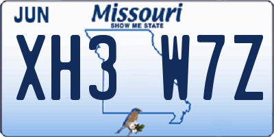 MO license plate XH3W7Z
