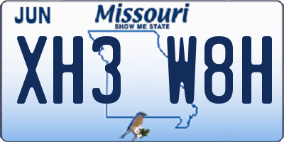 MO license plate XH3W8H