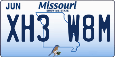 MO license plate XH3W8M