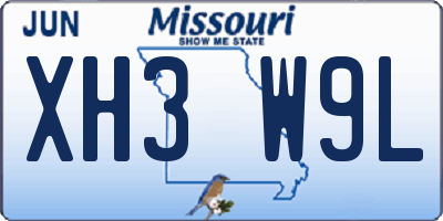 MO license plate XH3W9L
