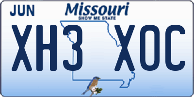 MO license plate XH3X0C