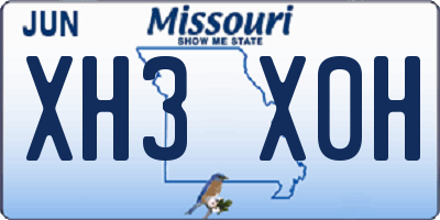 MO license plate XH3X0H