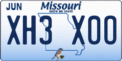 MO license plate XH3X0O