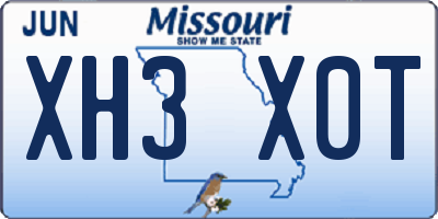 MO license plate XH3X0T
