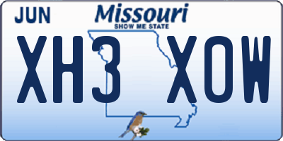 MO license plate XH3X0W