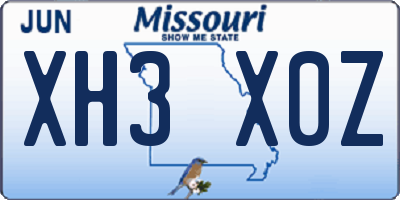 MO license plate XH3X0Z