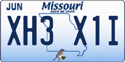 MO license plate XH3X1I