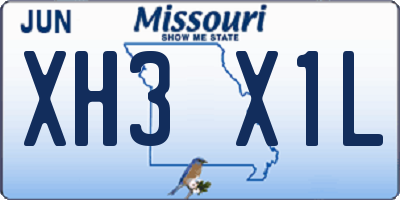 MO license plate XH3X1L