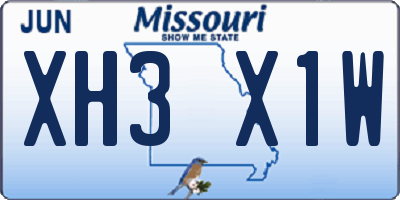 MO license plate XH3X1W
