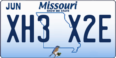 MO license plate XH3X2E