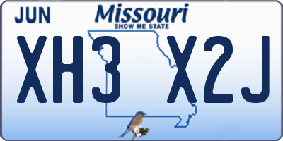 MO license plate XH3X2J