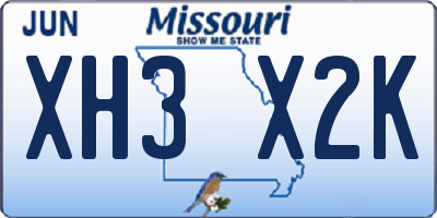 MO license plate XH3X2K
