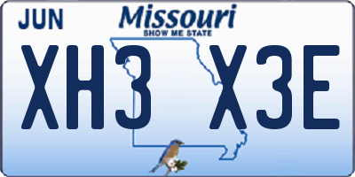 MO license plate XH3X3E