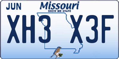 MO license plate XH3X3F
