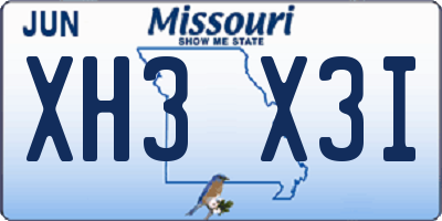 MO license plate XH3X3I