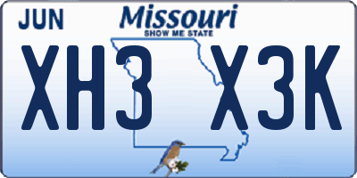 MO license plate XH3X3K