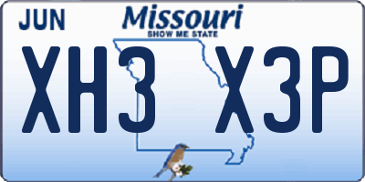 MO license plate XH3X3P